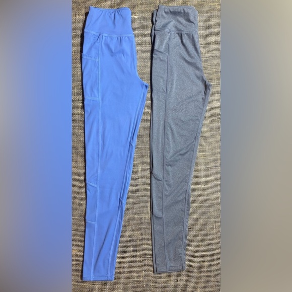 2 Forever 21 Leggings, Size S, Light Blue and Gray, 2 Side Pockets - Picture 1 of 11